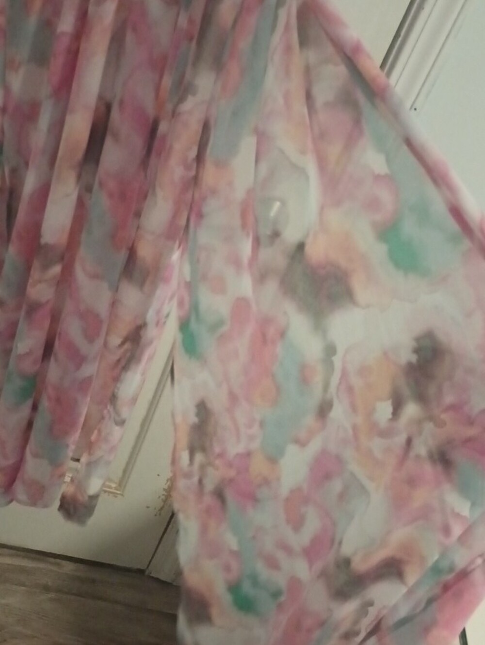 Torrid Sheer Chiffon Kimono Duster Watercolor Cover Up Tie Open Front Size 4x - Picture 7 of 8